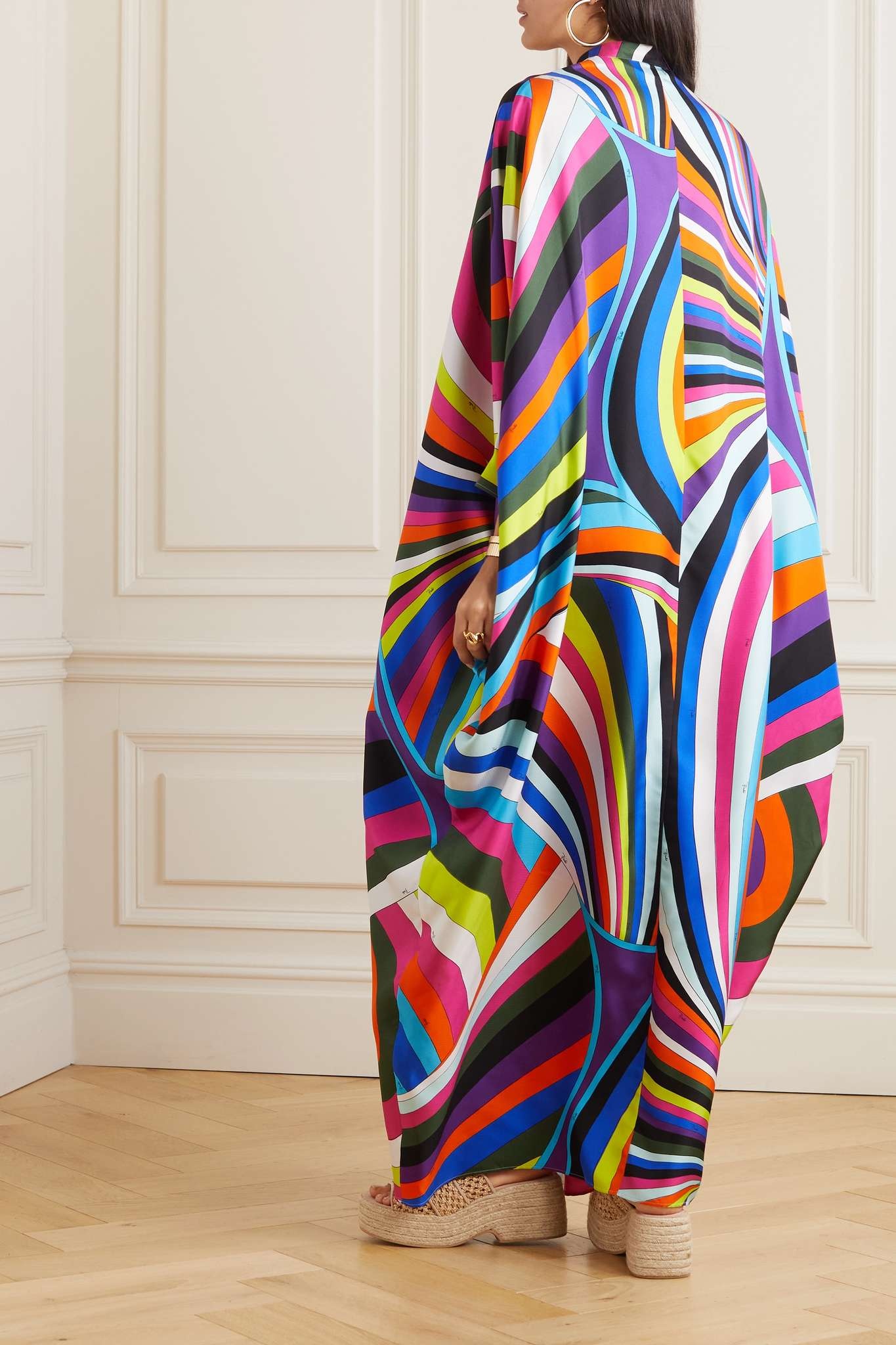 Draped printed silk-twill kaftan - 3