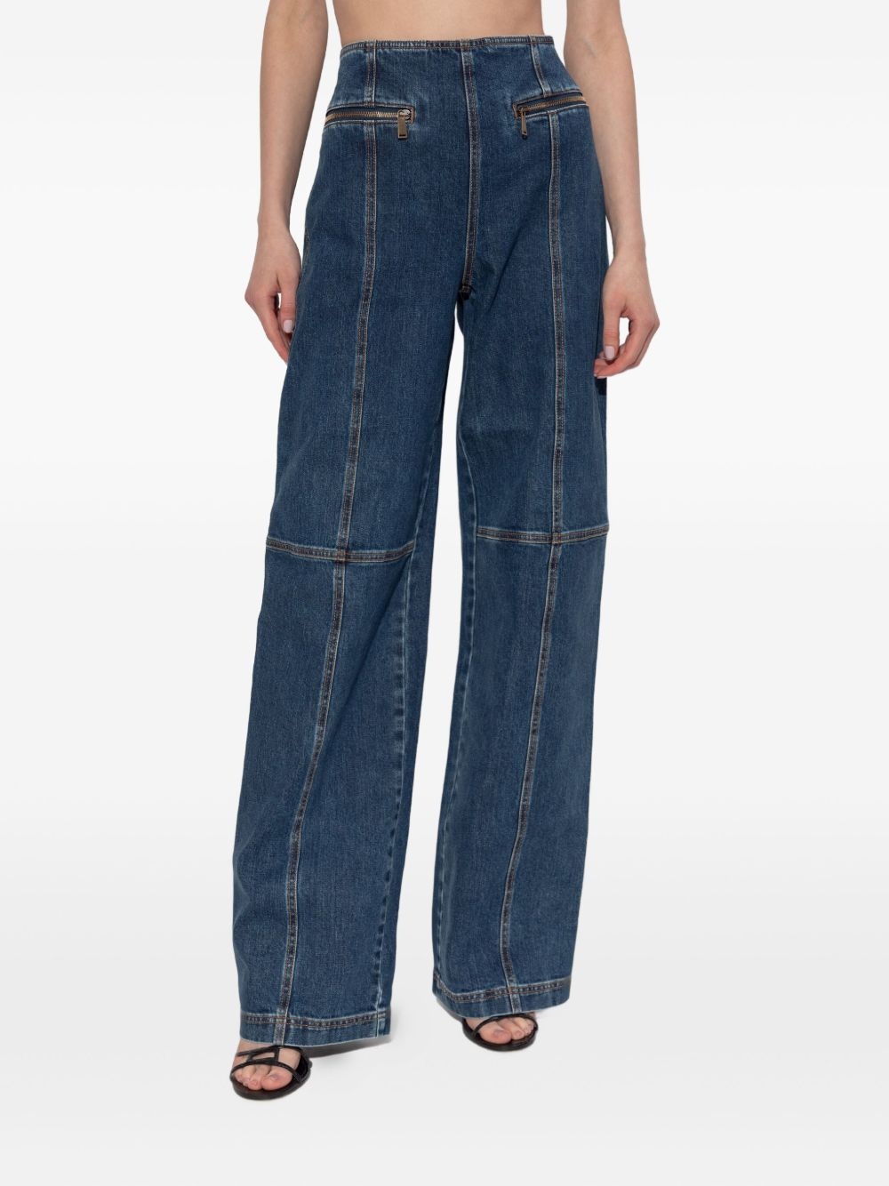 Pegaso-motif panelled jeans - 3