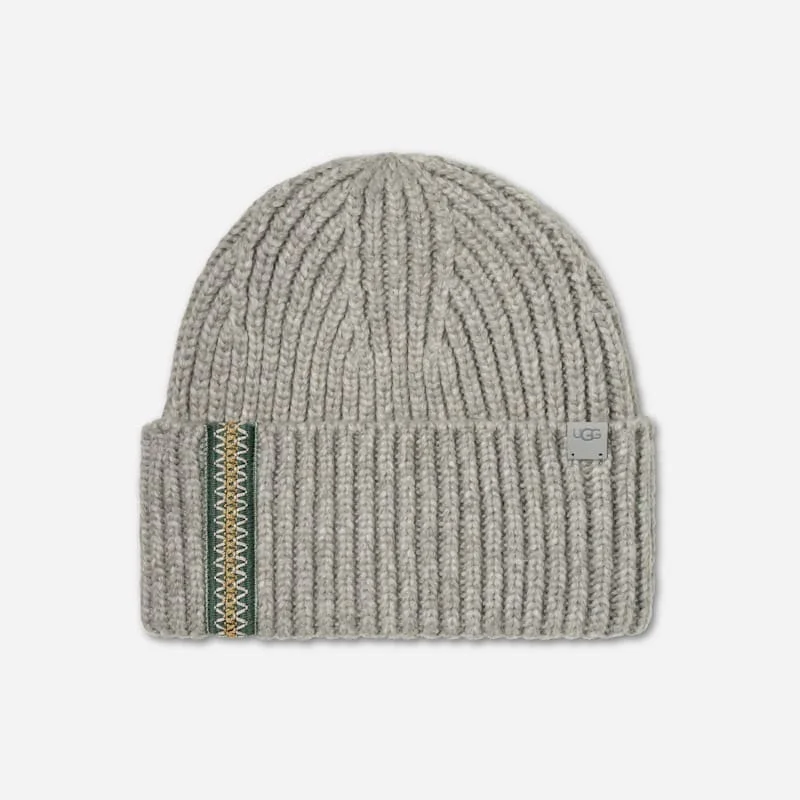 ® Men's Chunky Rib ®braid Beanie in Cobble/Green Stone - 1