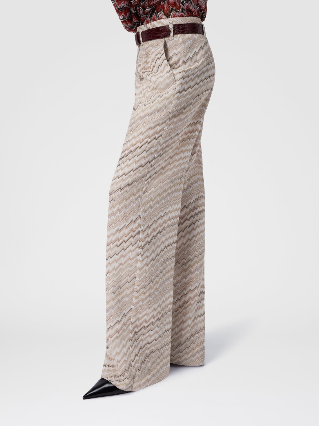 Mid-Rise Tailored Pants with Zigzag Pattern - 4