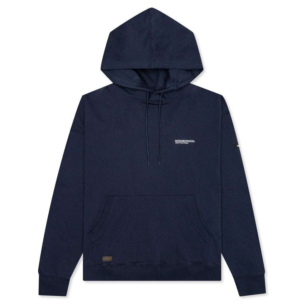NEIGHBORHOOD PENDLETON .CO L/S HOODED SWEATSHIRT - NAVY