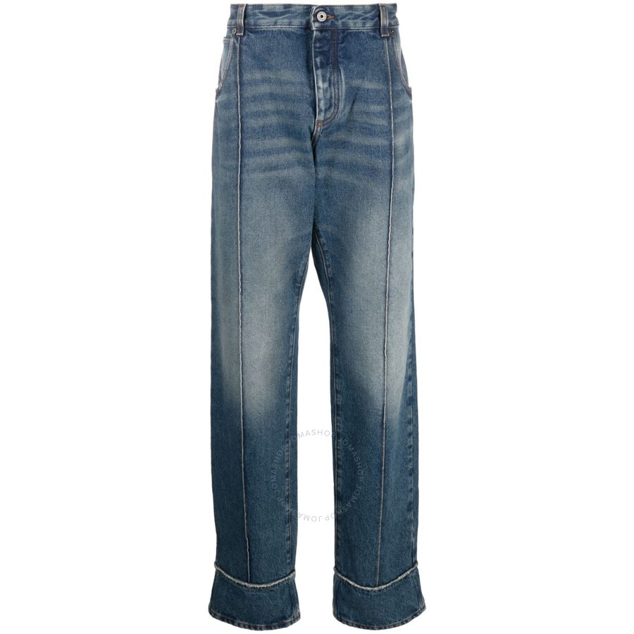 Balmain Men's Bleu Faded Straight-Leg Jeans - 1