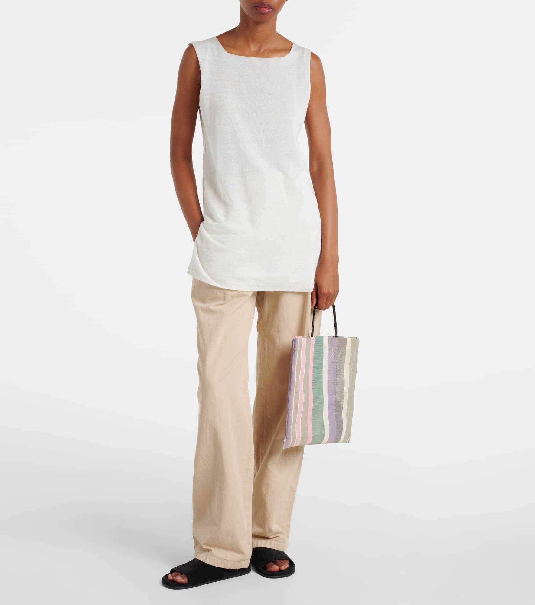Tシャツ・カットソー [The Row] Jaylen Top in Linen and Cotton Jaylen linen and cotton-blend top in white - The Row | Mytheresa