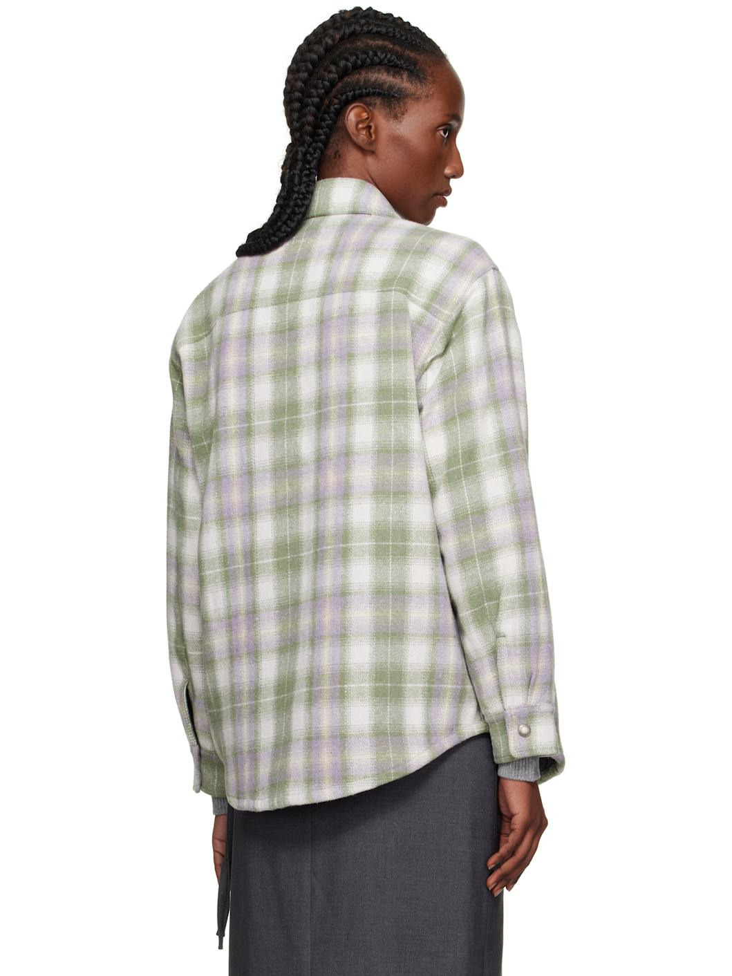 Green & Purple Quilted Check Flannel Overshirt - 3