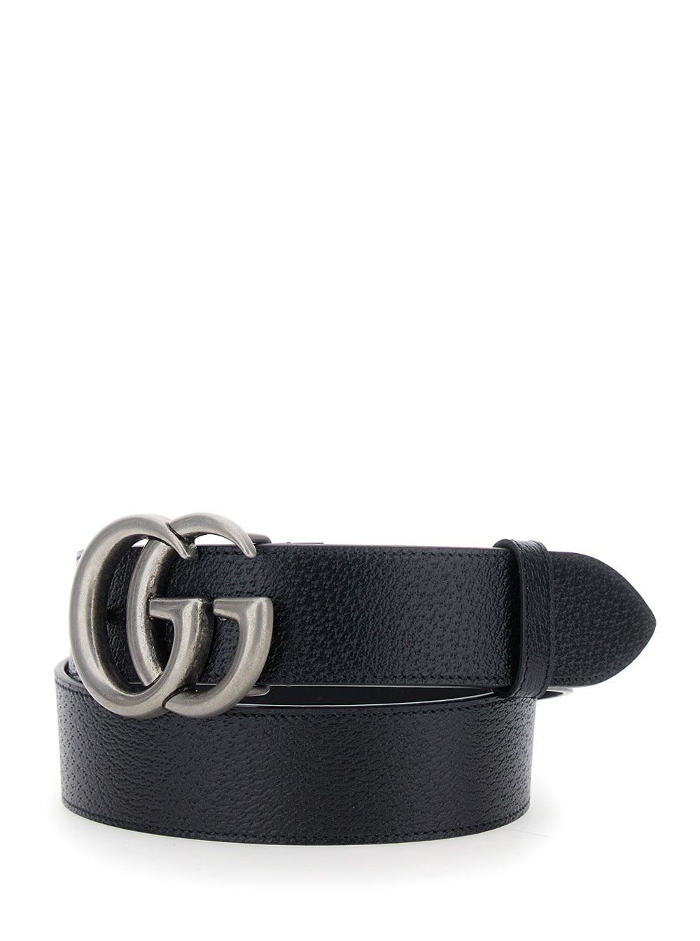 Gucci Men Black Belt With Gg Buckle In Leather Man - 2