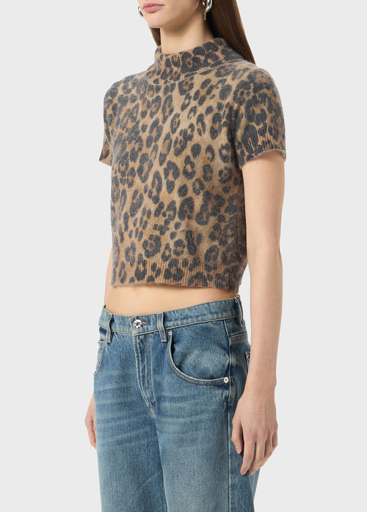 GRANDAD NECK SWEATER WITH ANIMAL-PRINT - 4