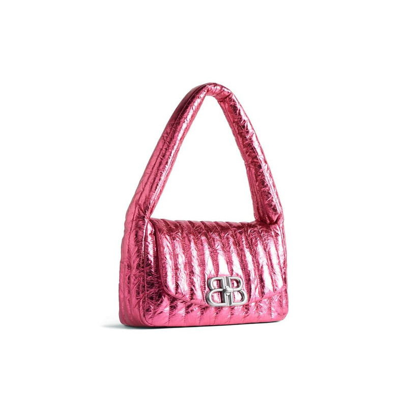 Women's Monaco Small Sling Bag Metallized Quilted in Pink 4
