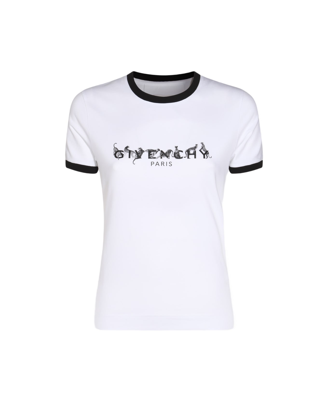 White And Black Cotton T-shirt - 1