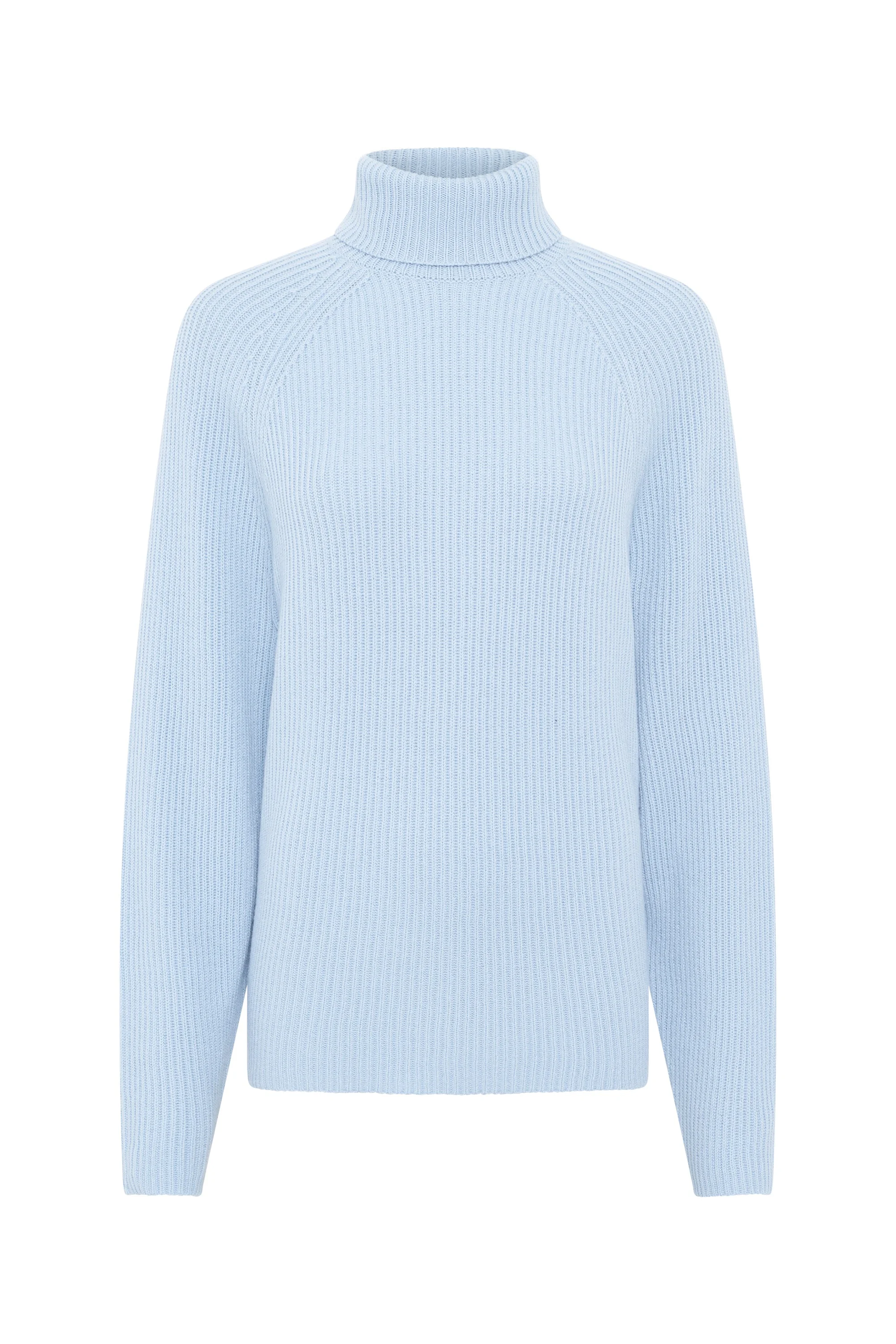 Wigman Knit Turtleneck Sweater in Light Blue Cashmere - 1