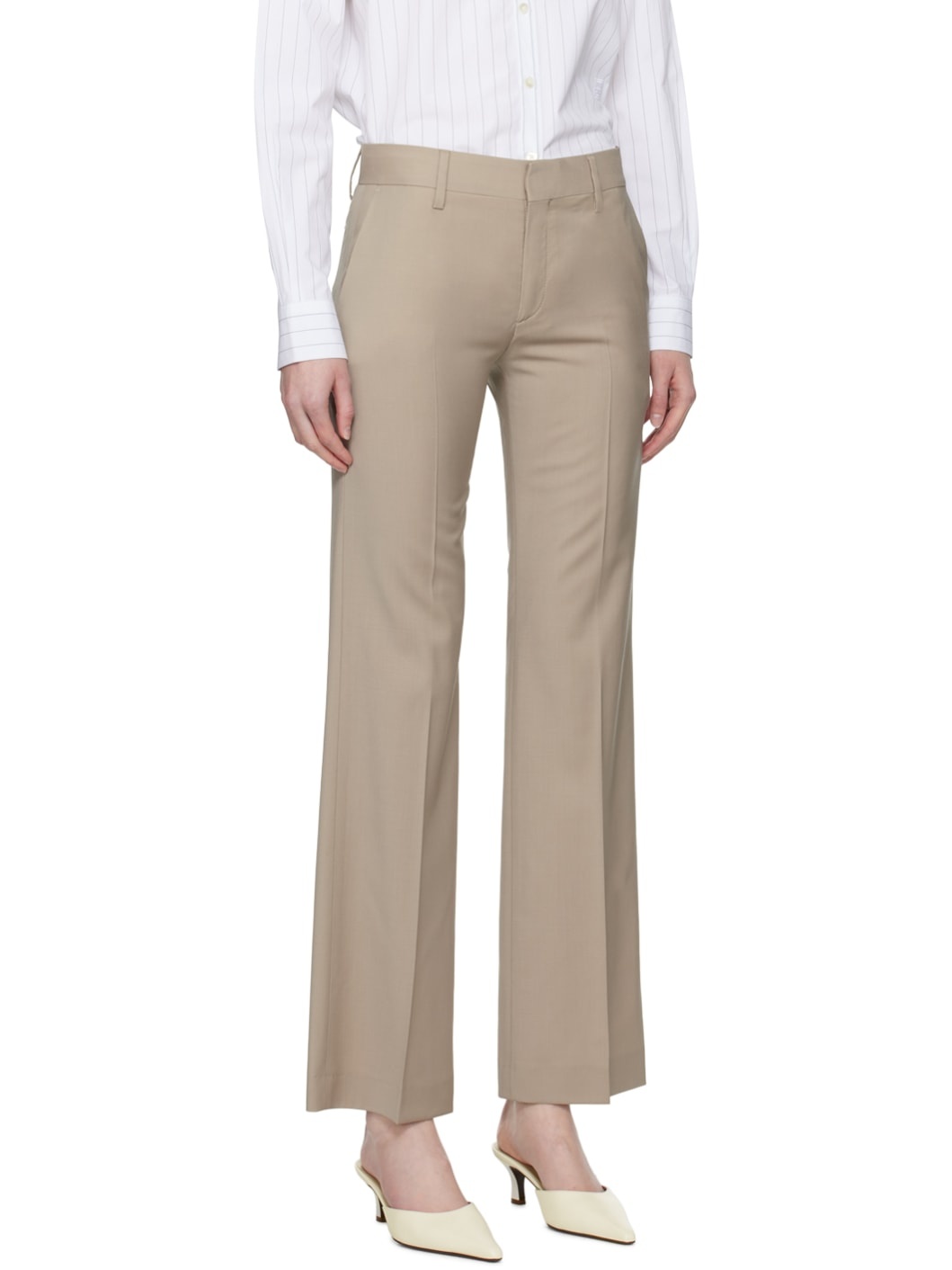 Taupe Bootcut Trousers - 2