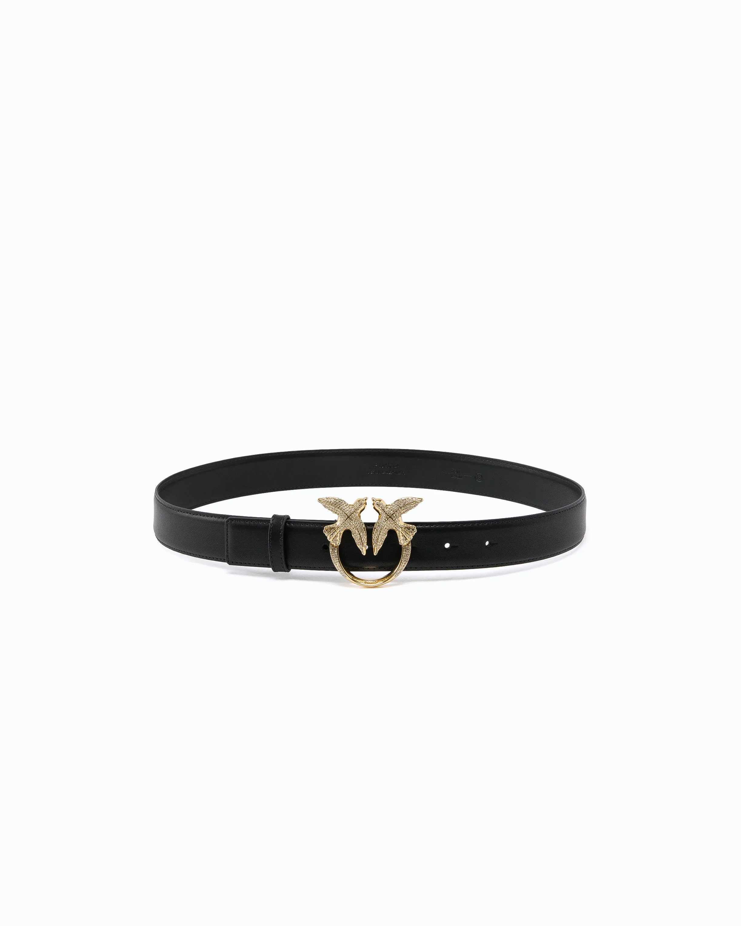 LEATHER BELT WITH LOVE BIRDS JEWEL BUCKLE, 2.5 CM - 1