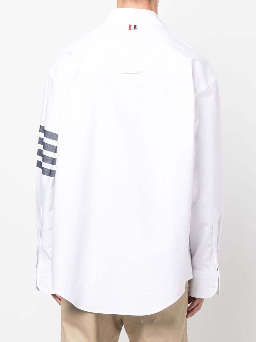 THOM BROWNE MEN OVERSIZED LONG SLEEVE BUTTON DOWN SHIRT IN SOLID OXFORD WITH WOVEN 4 BAR - 2