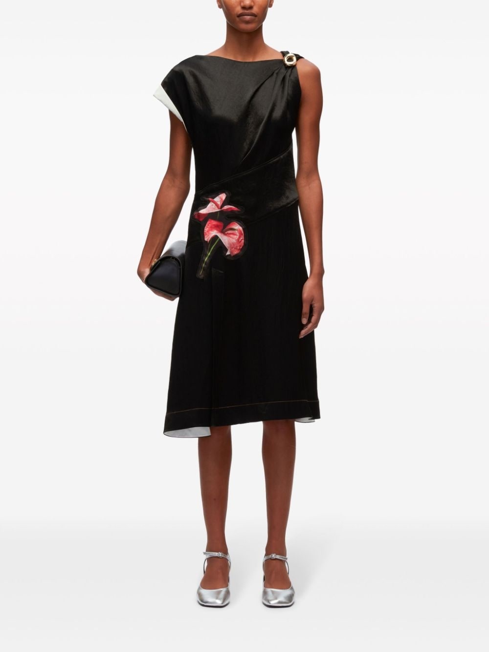 floral-motif draped twisted dress - 2