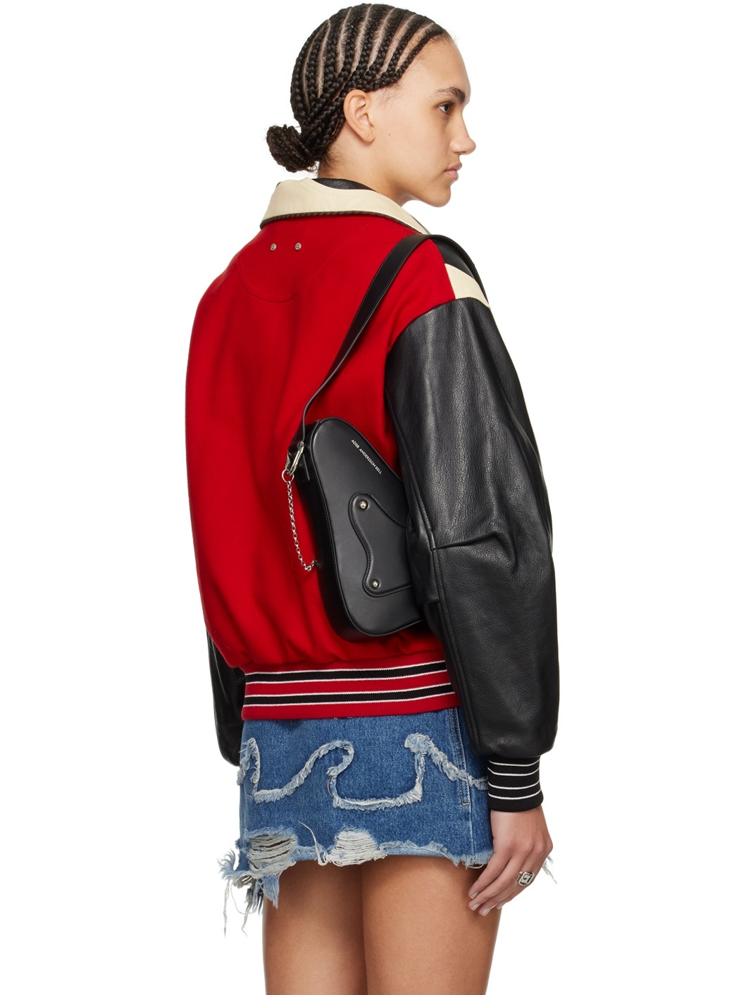Black & Red Robyn Leather Bomber Jacket - 3