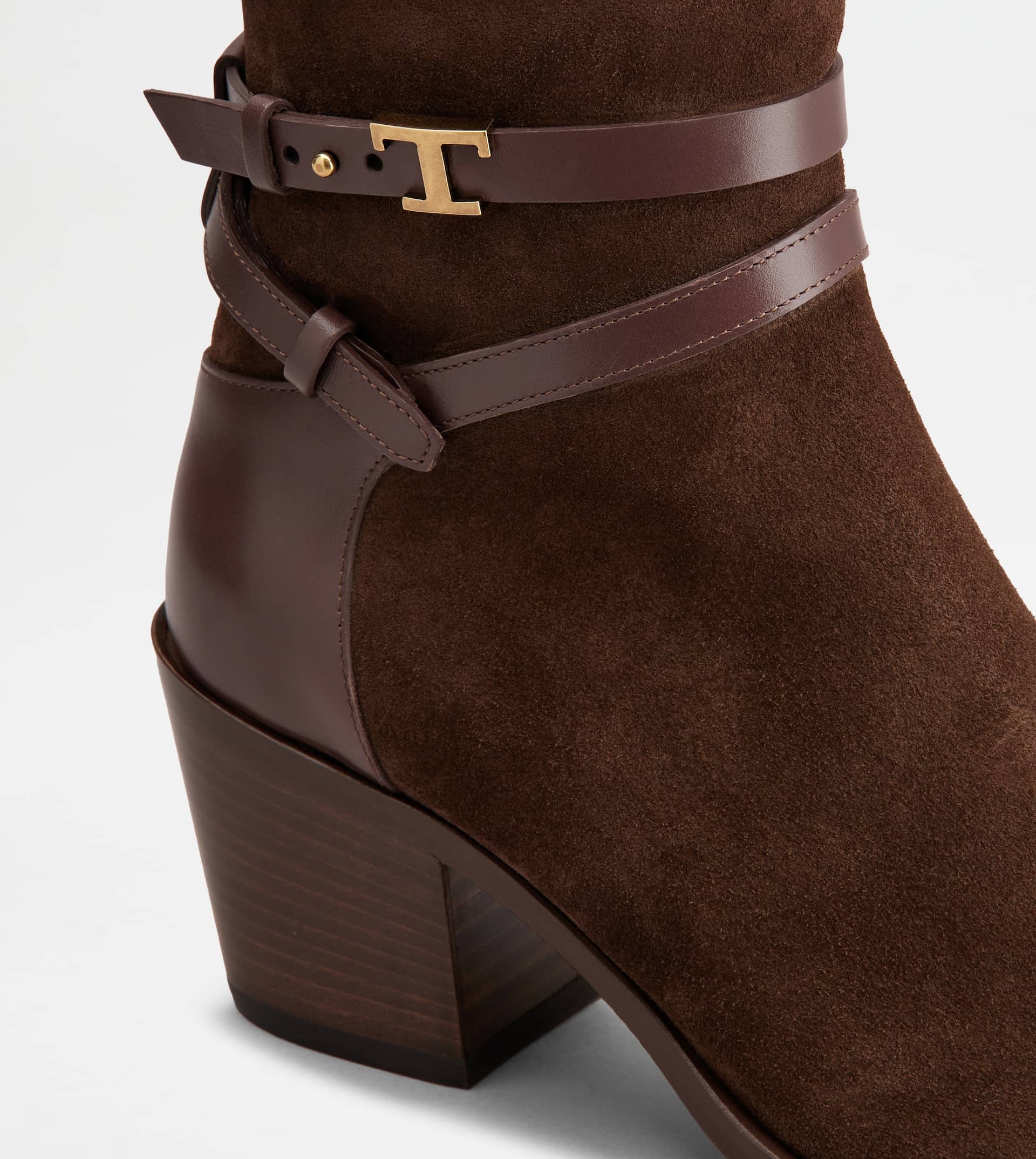 ANKLE BOOTS IN SUEDE - BROWN - 5