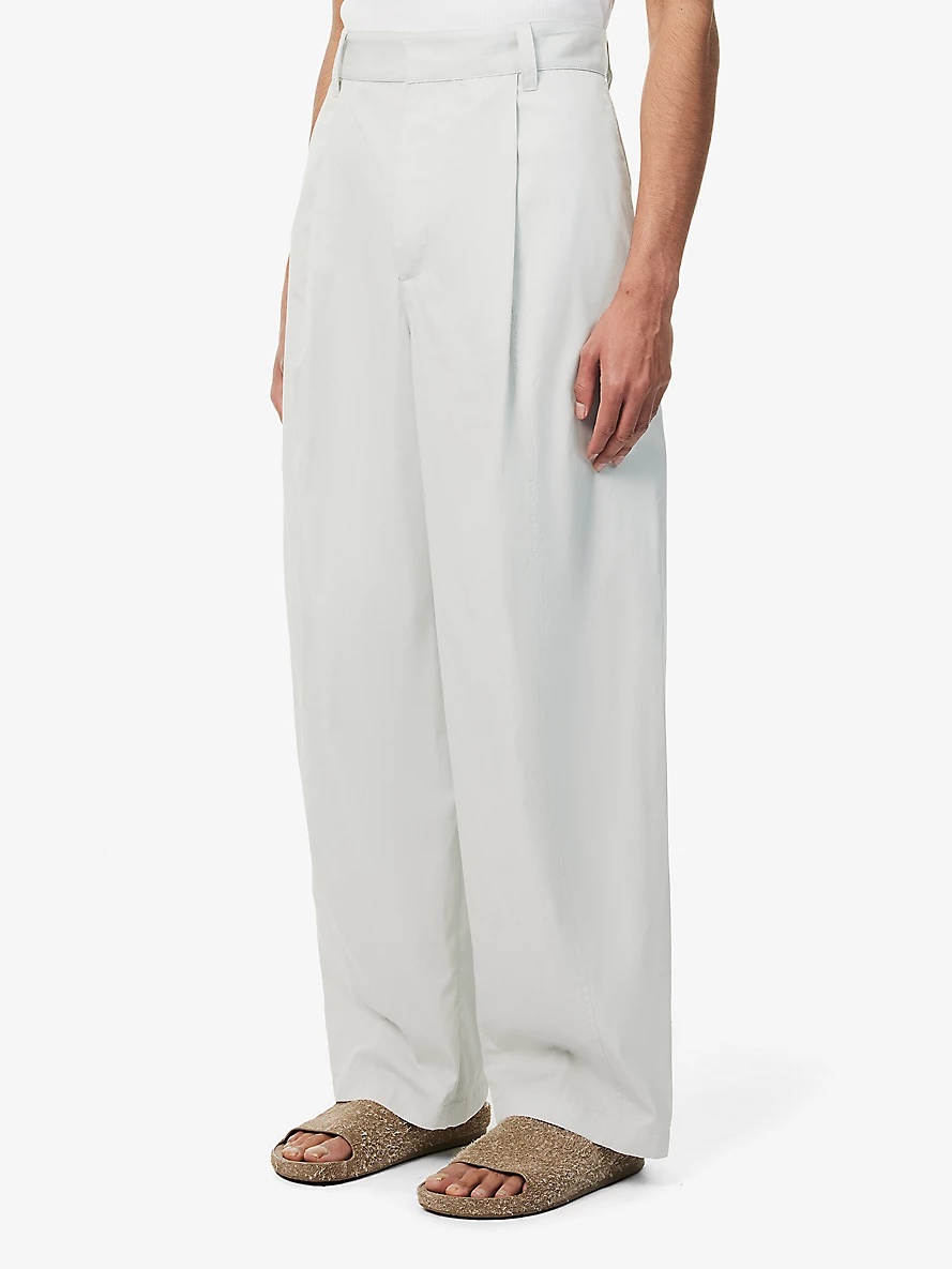 Wide-leg high-rise cotton and silk-blend trousers - 3