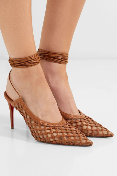 Christian Louboutin + Roland Mouret Cage and Curry mesh and woven leather pumps outlook