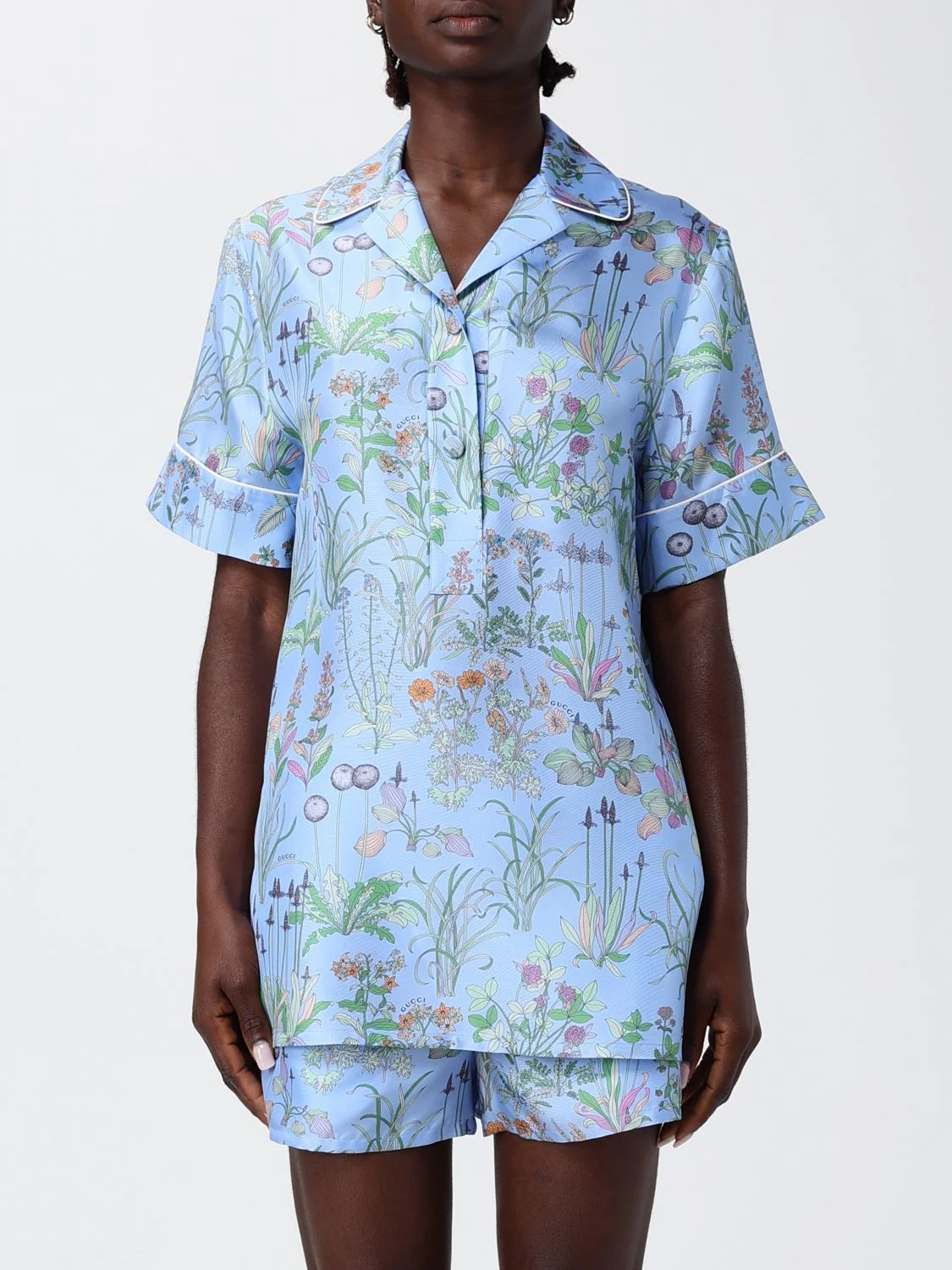 Gucci Women Silk Shirt With Floral Print Gucci - 1