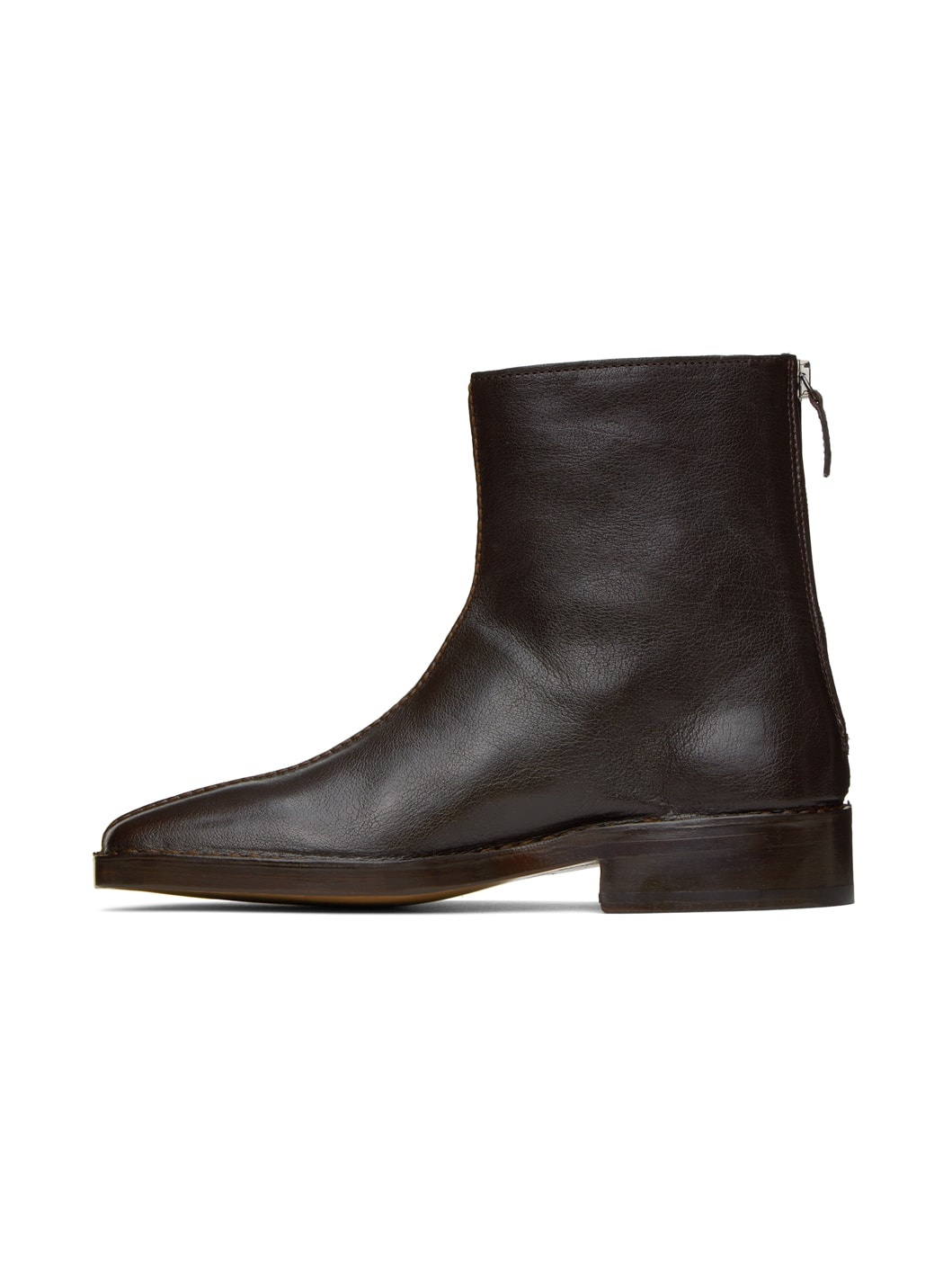 Brown Piped Zipped Boots - 3