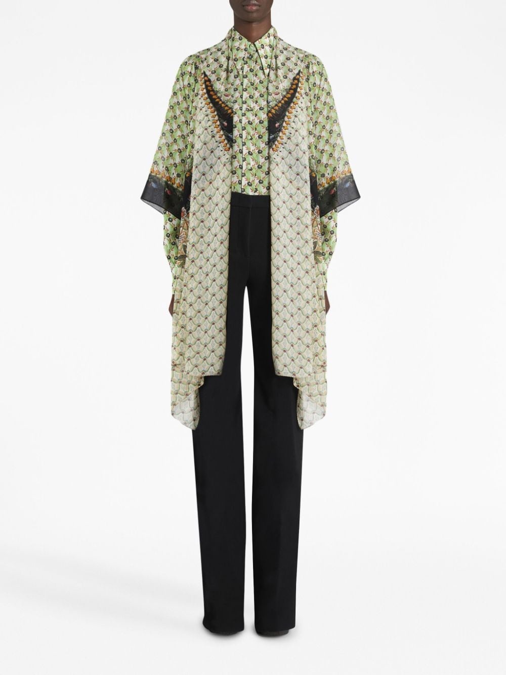 floral-print silk shrug shawl - 2