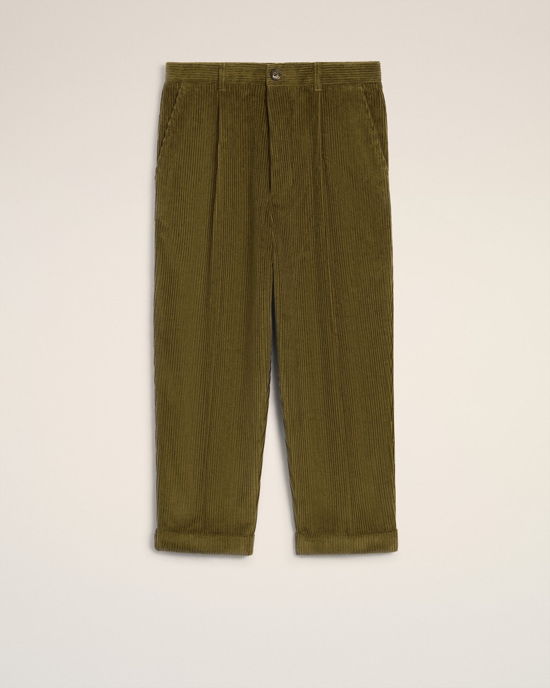 GREEN COTTON CARROT CORDUROY OVERSIZED TROUSERS 1