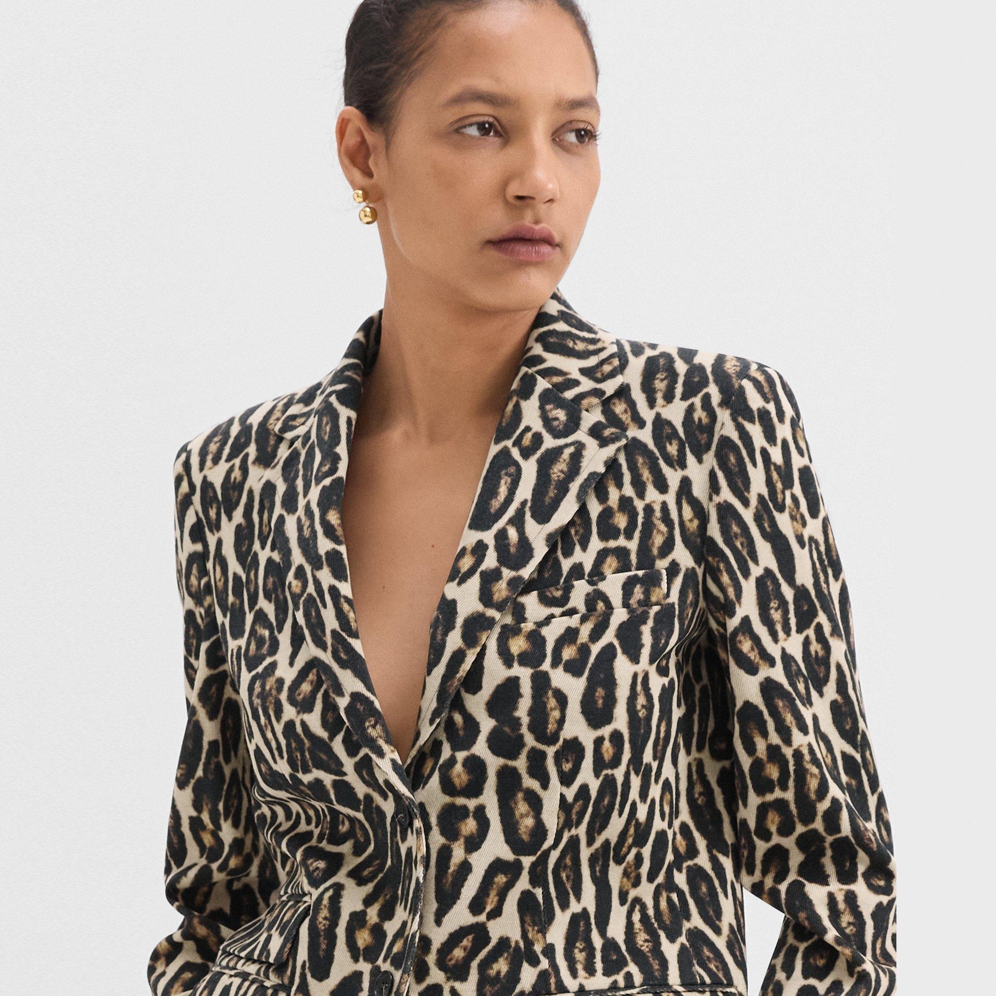 Tailored Blazer in Stretch Leopard Wool - 5