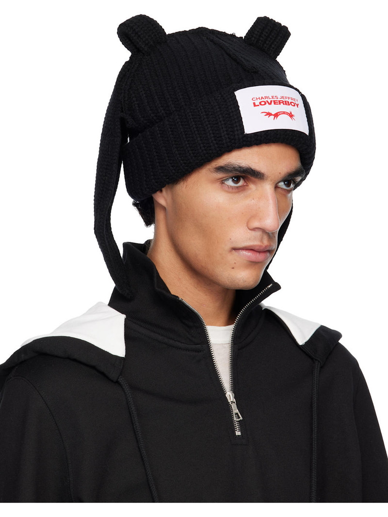 CHARLES JEFFREY LOVERBOY Black Chunky Rabbit Beanie outlook