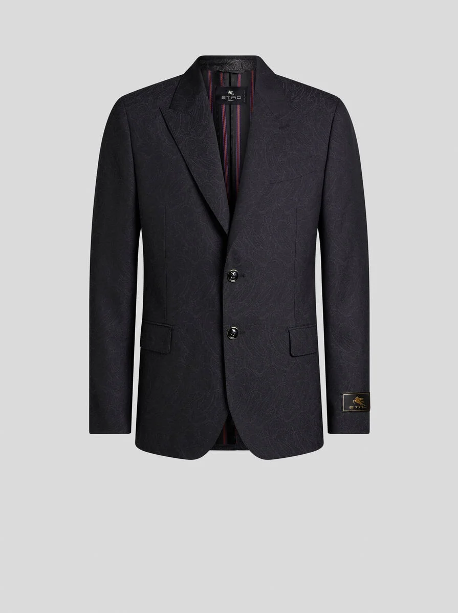 SINGLE-BREASTED JACKET IN WOOL JACQUARD FABRIC WITH PAISLEY MOTIF - 1