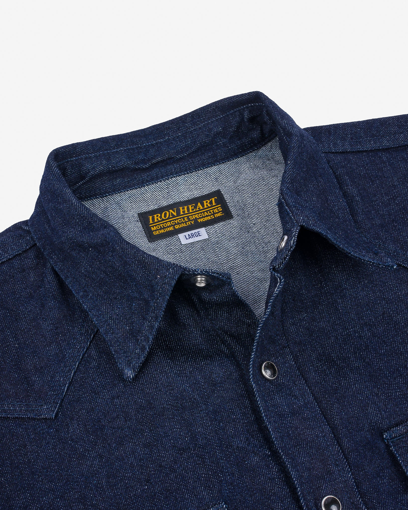 IHSH-33-T 12oz Selvedge Denim Western Shirt With Tonal Stitching - Indigo - 14