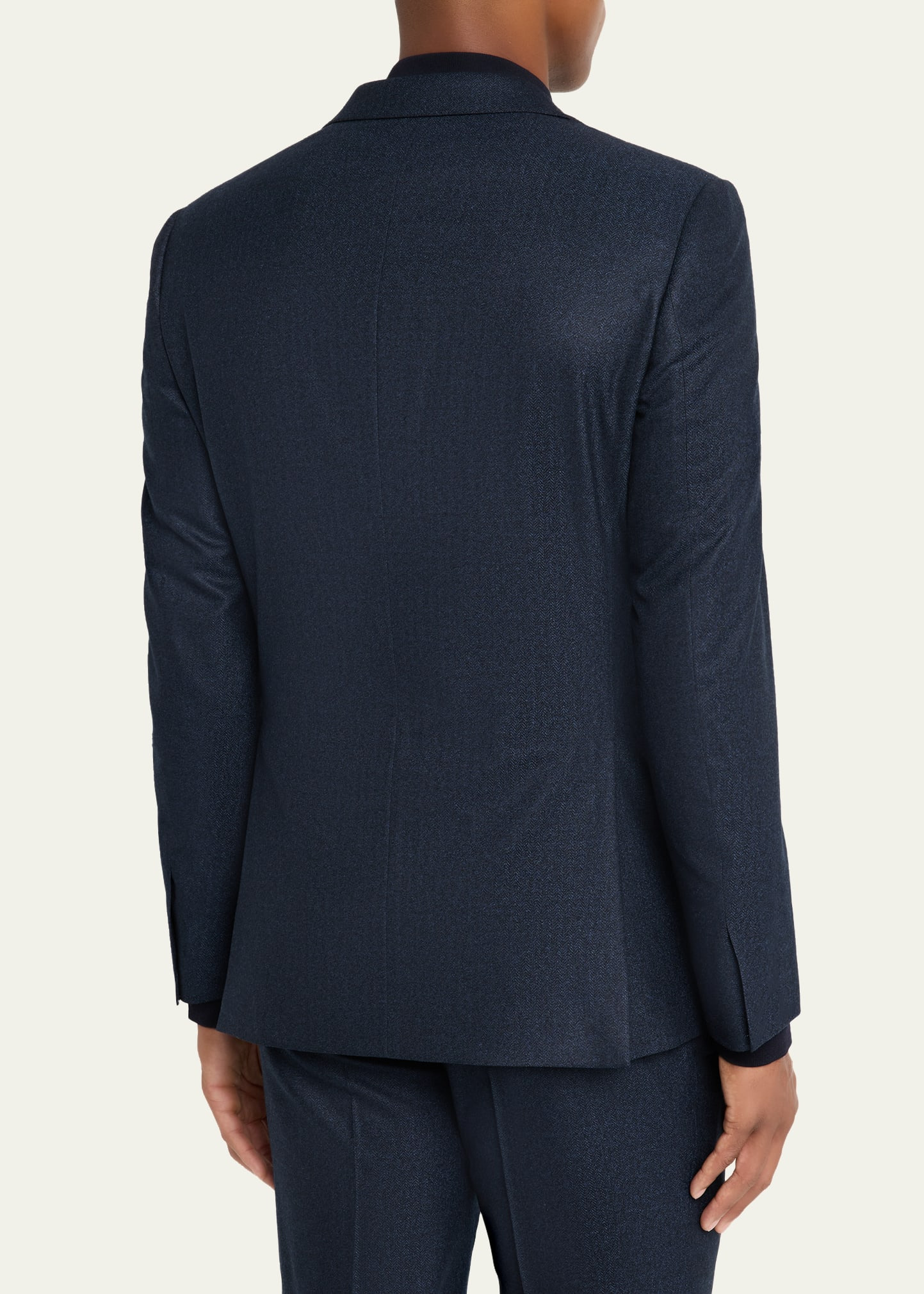 Men's Herringbone Wool Classic Fit Two-Piece Suit - 7