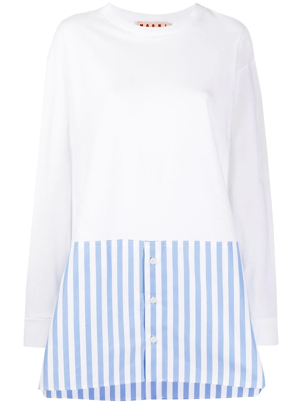 striped hem long-sleeved T-shirt - 1