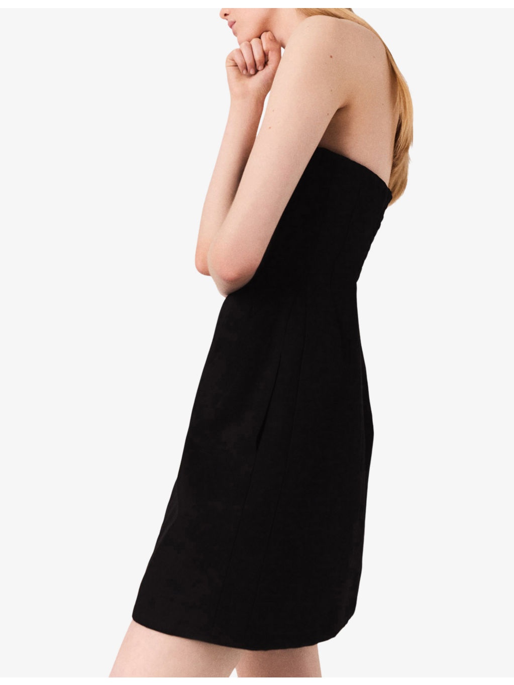 Shirred-Back Flared-Skirt Strapless Linen Mini Dress - 3