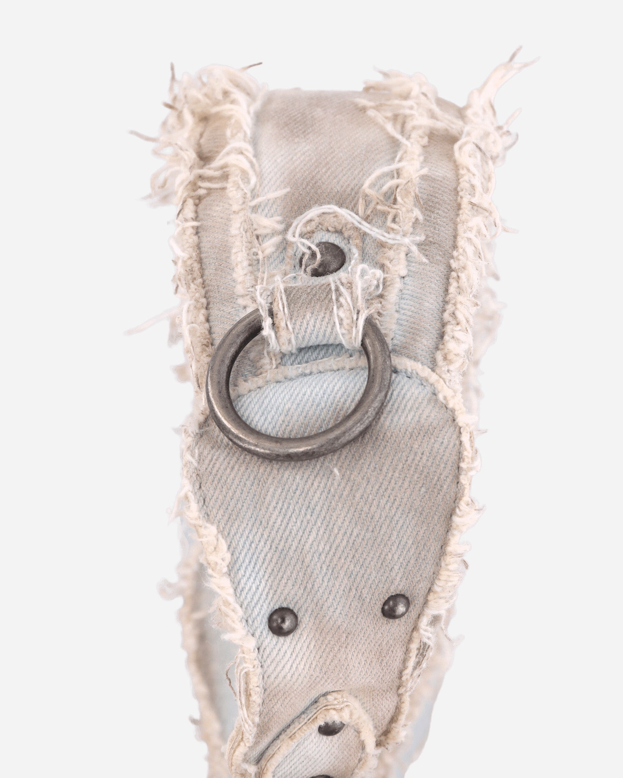 Distressed Denim Shoulder Bag White - 5