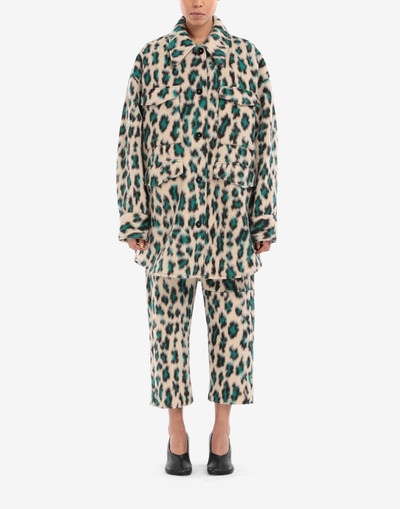 MM6 Maison Margiela Oversized leopard jacquard coat outlook