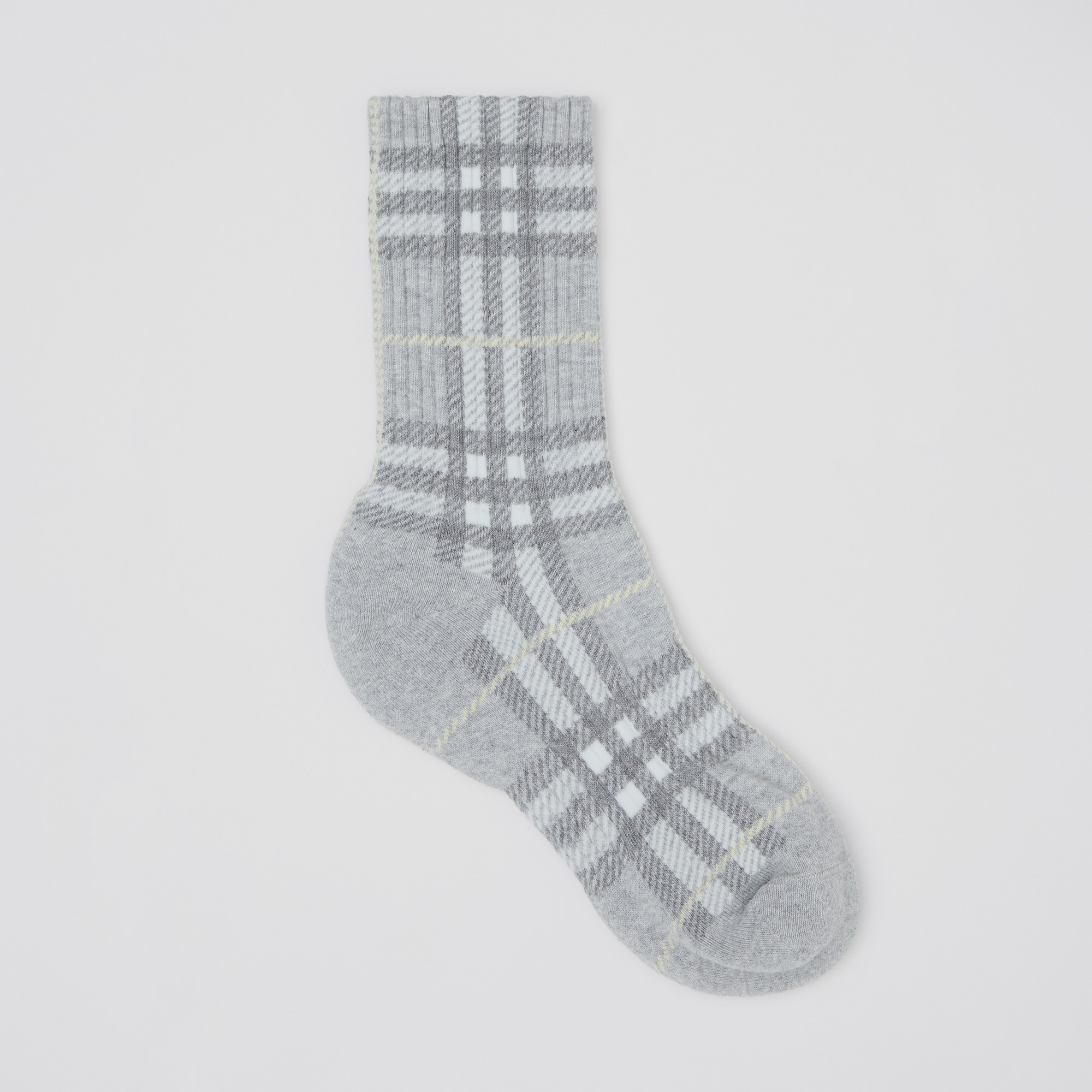 Check Intarsia Technical Stretch Cotton Socks - 1