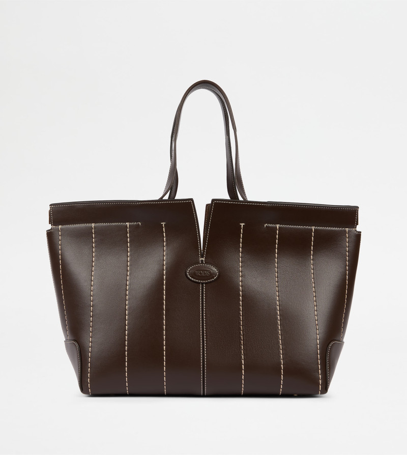 TOD'S DI BAG FOLIO IN LEATHER MEDIUM-SMALL - BROWN 1