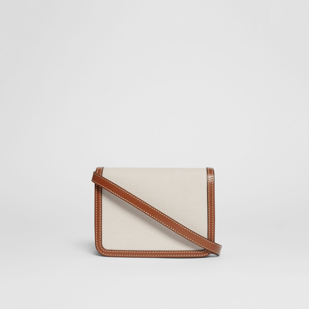 Mini Two-tone Canvas and Leather TB Bag - 8