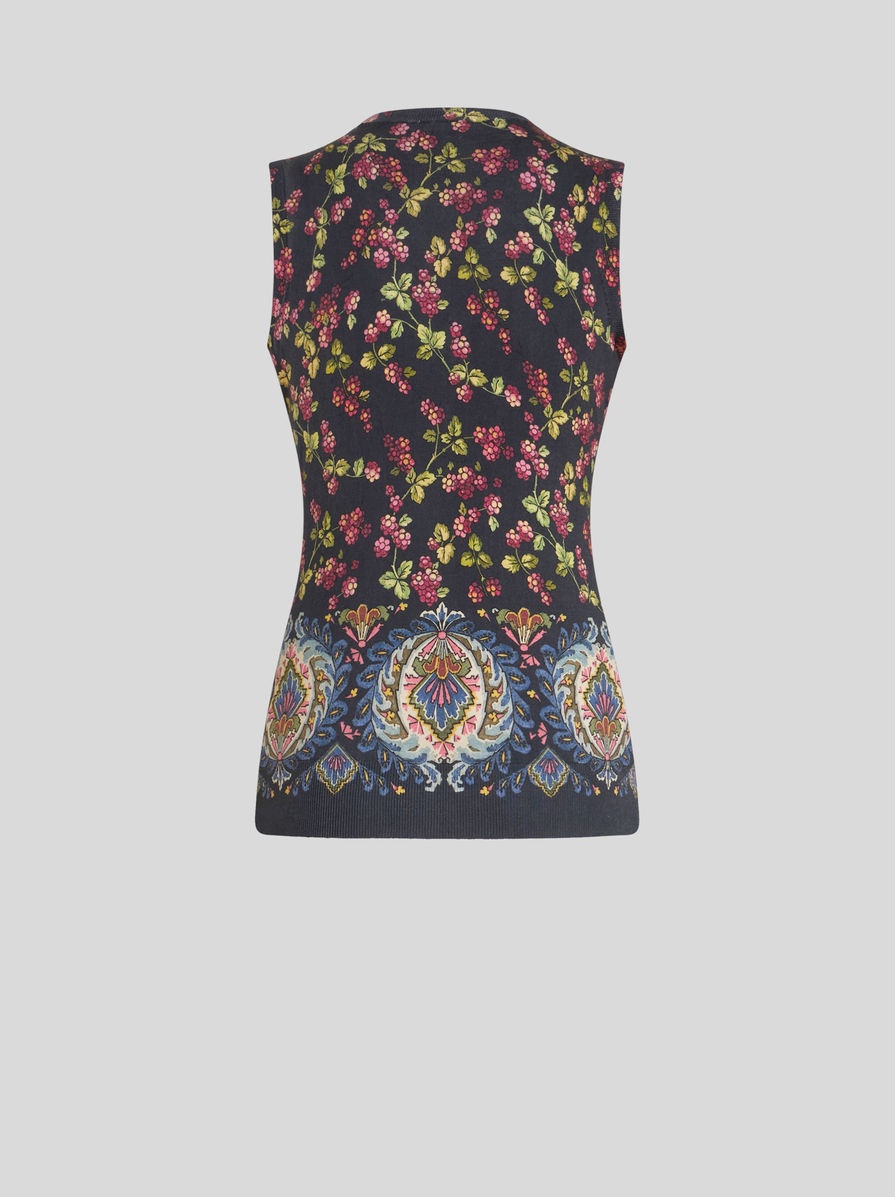 PRINTED KNITTED GILET - 5