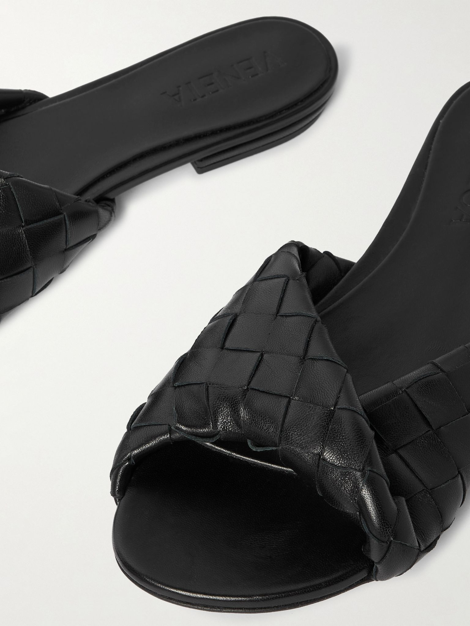 Blink intrecciato leather slides Black - 4