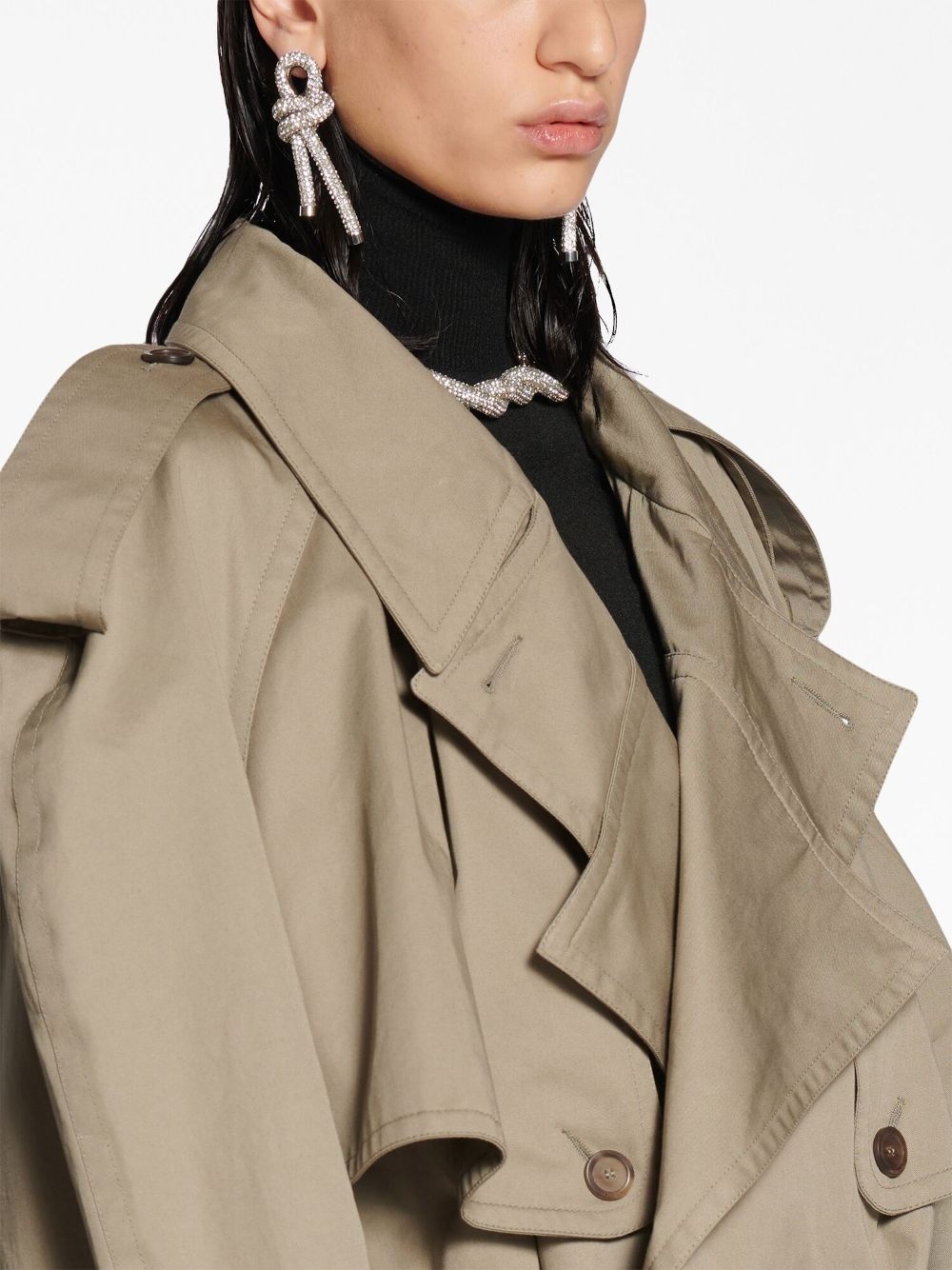 belted-waist cotton trench coat - 5