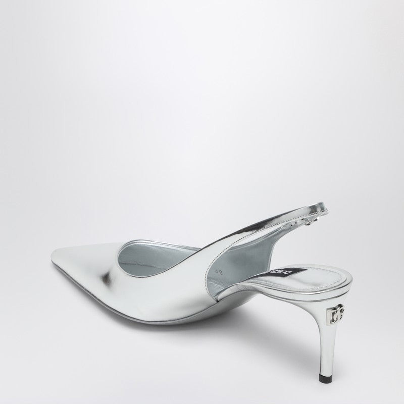Dolce&Gabbana Metallic Silver Leather Slingback With Décolleté Women - 2