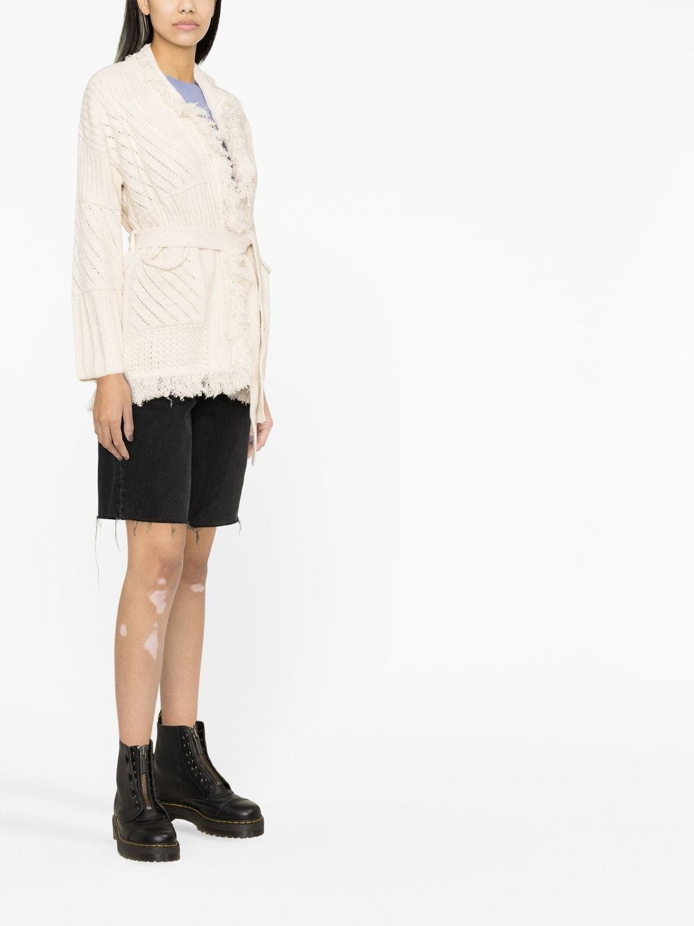 belted shawl-collar cardigan - 4