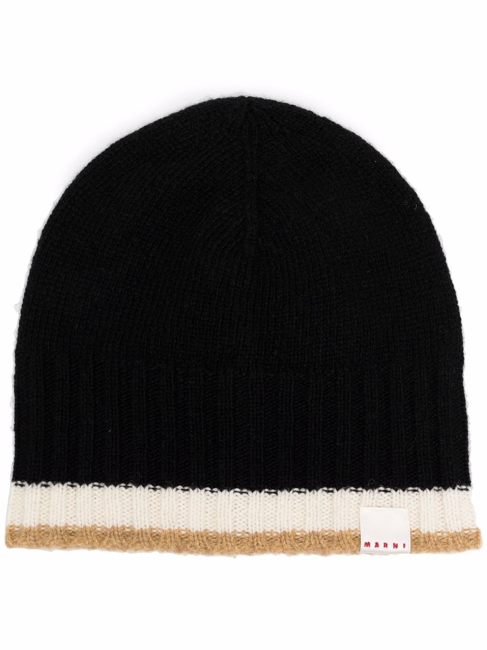 stripe-trim beanie - 1