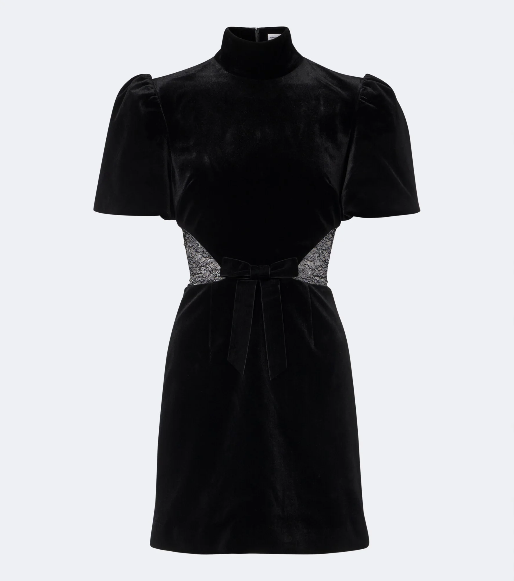 Martha lace-trimmed velvet minidress - 1