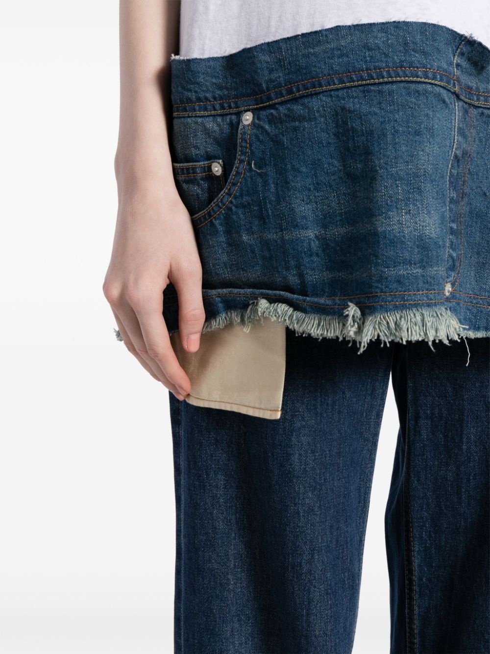 denim-trim cotton top - 5