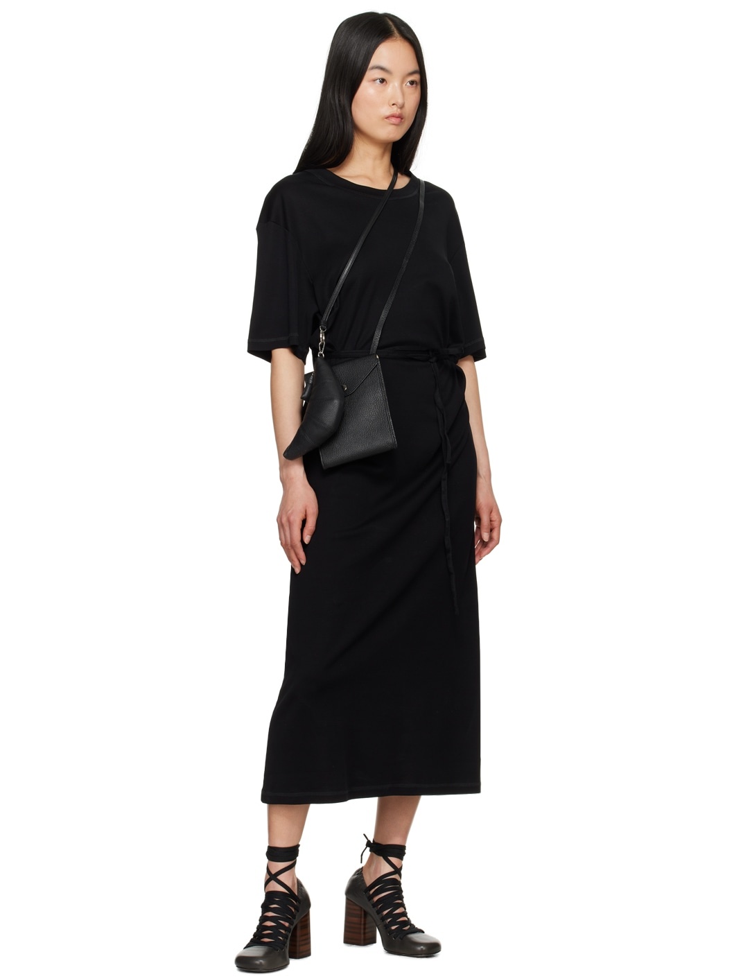 Black Belted Midi Dress - 4
