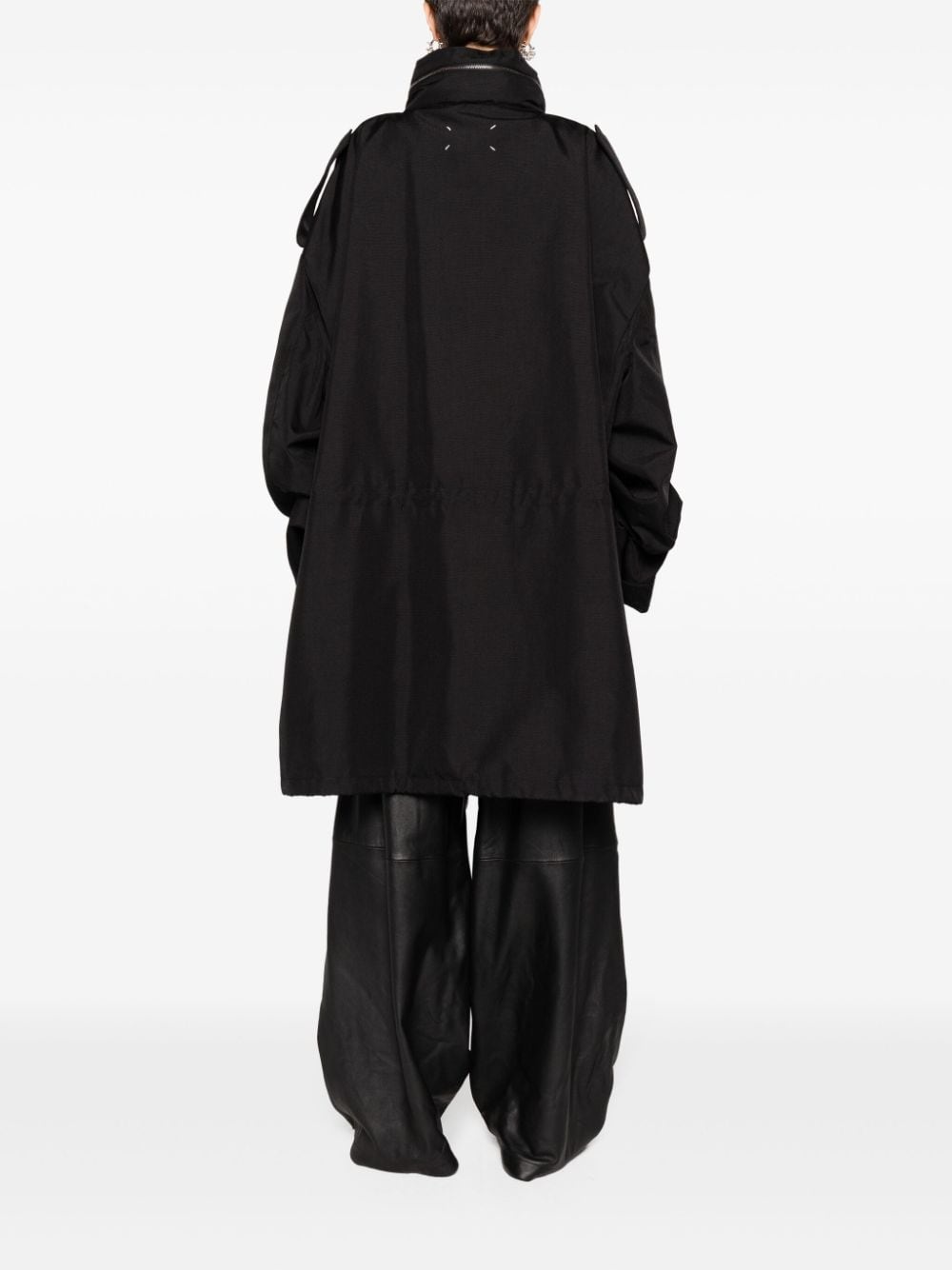 concealed-hood cotton parka coat - 4