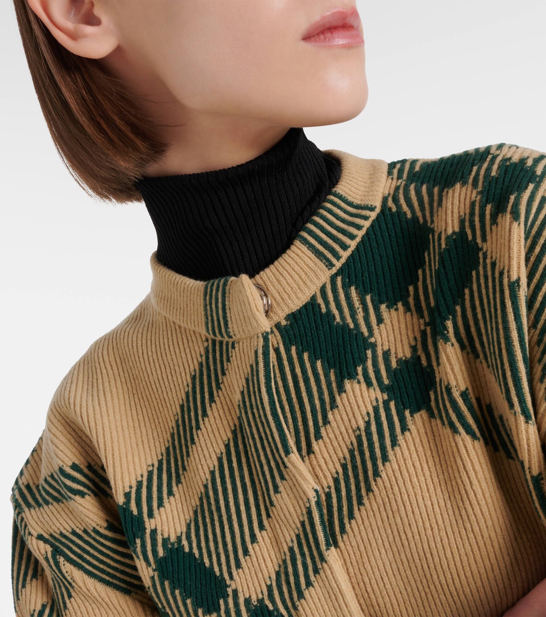 Burberry Check wool-blend cardigan - 5