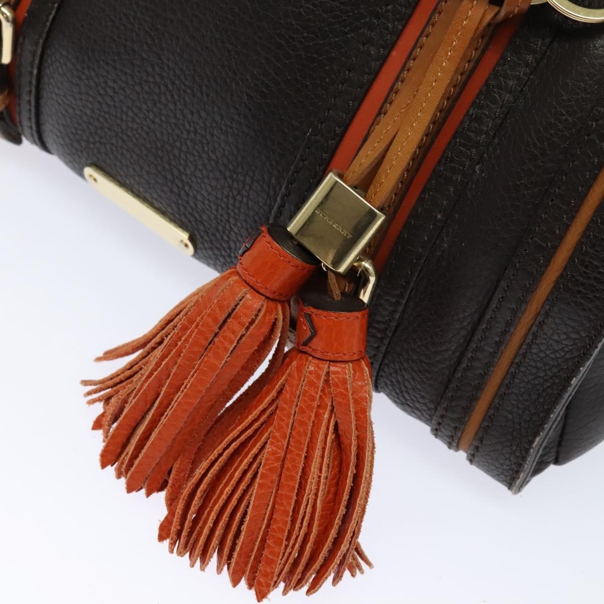 Burberry Hand Bag Leather Dark Brown Gold - 10