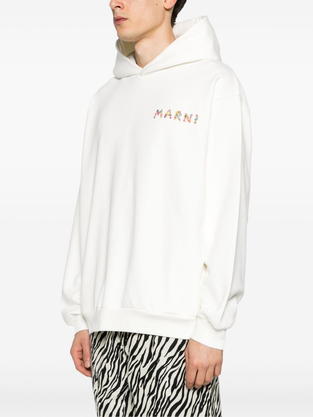 logo-print cotton hoodie - 4